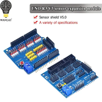 AEAK V5 Плата расширения экрана датчика Shield для Arduino UNO R3 V5.0 Электронный модуль Плата расширения Sensor Shield V5