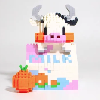 3D модель DIY Мини Алмазные блоки Кирпичи Здание Оранжевый Фрукты Молоко Молочные Крупный рогатый скот Напиток Коробка Креативный подарок Игрушка для детей